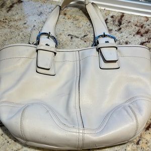 Leather white coach bag